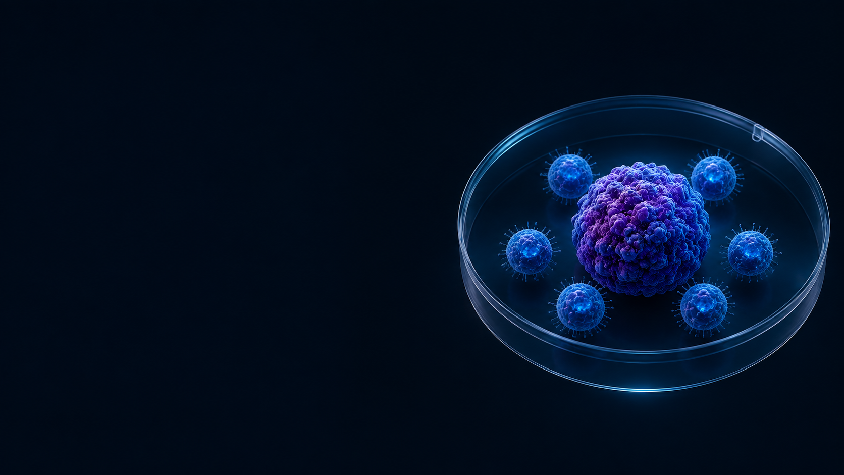 Engineered T cells surrounding a tumor spheroid in a defined assay chamber.